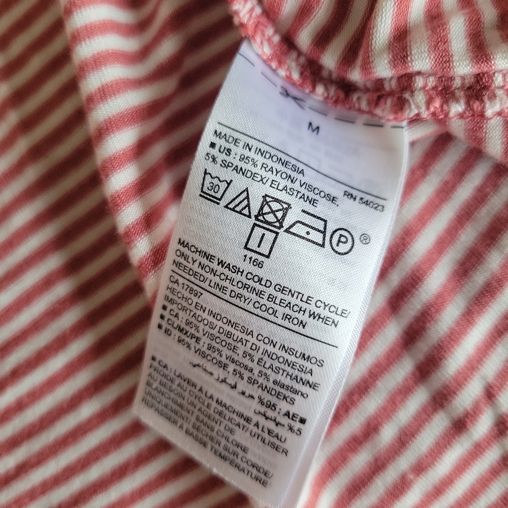 Old Navy Pink and White Stripe Luxe Long Sleeve Tee Women's Size M - Picture 8 of 8